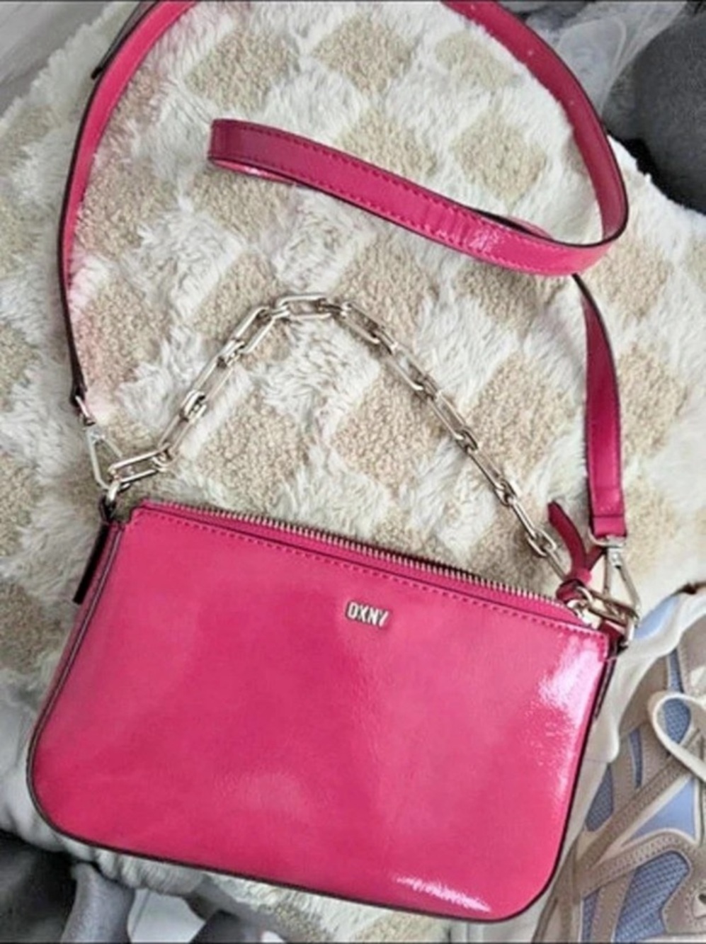 DKNY Alexa Convertible Demi Crossbody Pink Bag